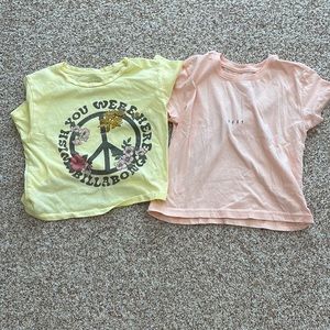 Roxy girl size 8 & Billabong girl S short sleeve cropped shirts